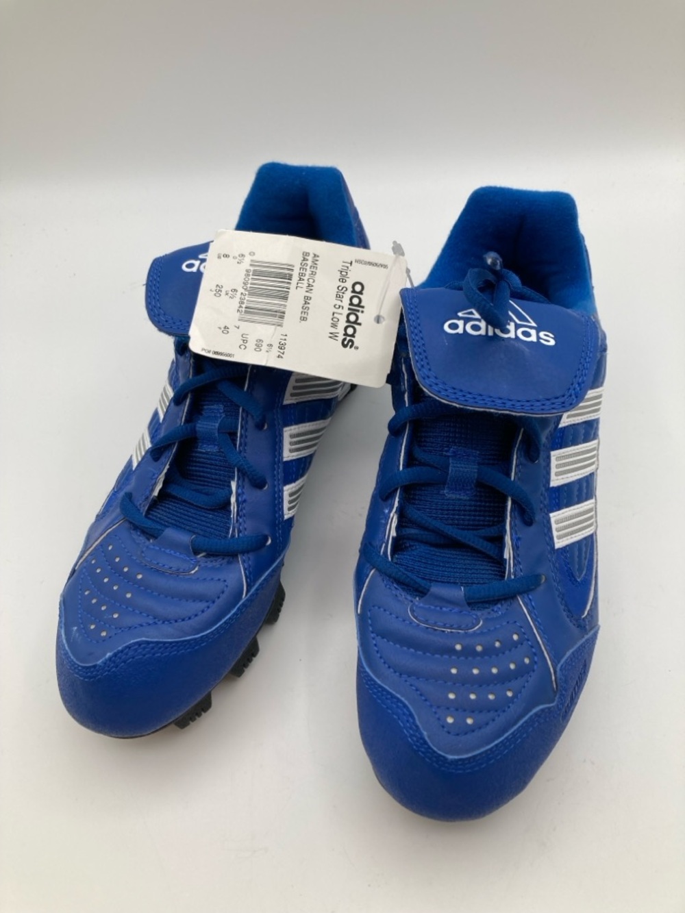 NEW Adidas Triple Star 5 Low Baseball Softball Cleats Blue White Youth Size 6.5